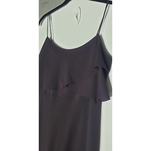 Jenny Yoo Bridesmaid Raisin Purple Flutter Spaghetti Strap Gown Long Dress 8 - Picture 4 of 12